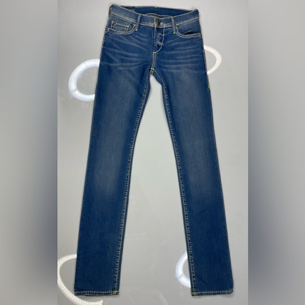 True Religion Cora Mid Rise Straight Denim Jeans Women Size 26 X 32 Neptune Blue